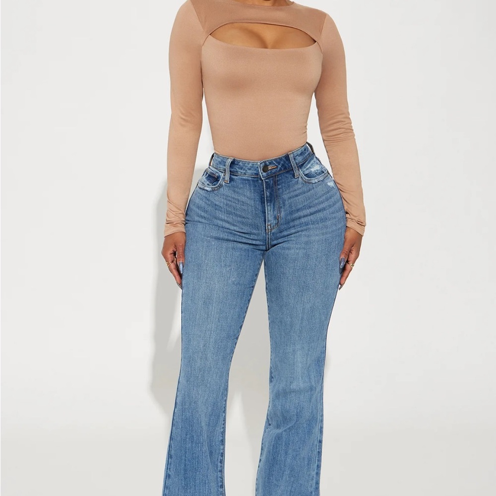 Fashion Nova Blue Flare Wide Leg Jeans